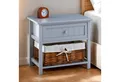 Produktbild: IDIMEX Nachtkommode AKURE, Nachttisch mit Schublade und Weidenkorb aus Holz Landhausstil Grau