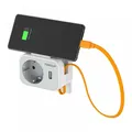 Produktbild: TESSAN Steckdosenadapter mit USB Ladefunktion, 1x Schutzkontakt, 1x USB-A, 15cm USB-C Kabel