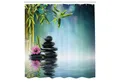Produktbild: Abakuhaus Duschvorhang Moderner Digitaldruck mit 12 Haken auf Stoff Wasser Resistent Breite 175 cm, Höhe 180 cm, Zen Garten Blume Spa Steine