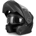 Produktbild: VINZ Santos Klapphelm mit Sonnenblende | ECE 22.06 & PINLOCK vorbereitet | Motorrad Helm Integralhelm | Motorradhelm Klappbar | In Gr. XS-XXL - Mat... - Schwarz