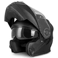 Produktbild: VINZ Santos Klapphelm mit Sonnenblende | ECE 22.06 & PINLOCK vorbereitet | Motorrad Helm Integralhelm | Motorradhelm Klappbar | In Gr. XS-XXL - Matt Schwarz