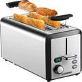 Produktbild: Steinborg Toaster Langschlitz | 4 Scheiben Toastautomat | XXL Toaster | 1500 Watt | 6-Stufen Bräuneregler | Brötchenaufsatz | Auftau-Funktion | Krümmelschublade | Edelstahl |