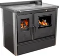Produktbild: Kaminofen mit Backfach und Herdplatte 4050 Lotus Inox Schwarz Holzofen 11 kW Holz Ofen Mehrfachbelegung Kamin Heizofen Küchenherd