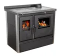 Produktbild: Hosseven Kaminofen mit Backfach und Herdplatte Dauerbrand Edelstahl Holzofen, 11 kW, Dauerbrand, Dauerbrandbetrieb, (4050 Lotus Inox Schwarz), Holz Ofen Mehrfachbelegung Kamin Heizofen Küchenherd