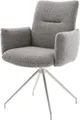Produktbild: DELIFE Polsterstuhl Jova-Flex, mit Armlehnen Kreuzgestell konisch Edelstahl Bouclé Silbergrau 180° dr