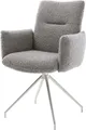 Produktbild: DELIFE Polsterstuhl Jova-Flex, mit Armlehnen Kreuzgestell konisch Edelstahl Bouclé Silbergrau 180° dr