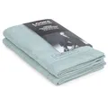 Produktbild: LOOKS BY WOLFGANG JOOP 2X Gästehandtuch 30x50 cm – 100% Baumwolle Doppelpack Luxus Gästehandtücher mit Aufhänger & Logostick, 2er Set Gästetuch hellblau
