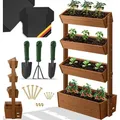 Produktbild: KESSER® Hochbeet mit Etagen Premium Blumenkasten Blumentreppe Pflanztreppe - Gemüsebeet Kräuterbeet Pflanzkübel Frühbeet Blumenbeet Pflanzkast... - Braun