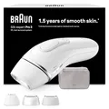 Produktbild: Braun IPL Silk·expert Pro 3 – IPL Geräte Haarentfernung, Dauerhafte und Schmerzfreie Haarentfernung für Zuhause – inkl. Etui, 3 Aufsätze, Designed In Germany – PL3230, Weiß/Silber