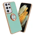 Produktbild: Cadorabo Hülle kompatibel mit Samsung Galaxy S21 Ultra Schutzhülle TPU Silikon Case mit Ring Design mit Kameraschutz Slim Kratzfest Gummi mit Rundumschutz Case Hülle für Galaxy S21 Ultra in Türkis