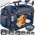 Produktbild: Lovpet Tiertransportbox bis 7 kg, Hundebox Hundetransportbox faltbar Inkl.Hundenapf Transport blau XL | 58.4 cm x 58.4 cm x 81.3 cm