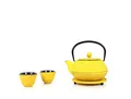 Produktbild: Echtwerk Teeservice aus Gusseisen, Teekanne 0,8 L mit abnehmbarem Sieb, Teebereiter mit Untersetzer, Teekannen-Set im Vintage-Design für Zubereitung von losem Tee, Gelb