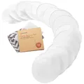Produktbild: Keababies Bio Bambus Stilleinlagen - 14 Stilleinlagen Waschbar + Wäschebeutel - Wiederverwendbare Breast Pad für die Mutterschaft - Waschbar, Weich und Saugfähig (Soft White, L 12cm)