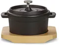 Produktbild: ECHTWERK Kochtopf Mini Cocotte, Emaille, Gusseisen, für Backöfen, Grill, BBQ, Induktion, mit Servierbrett, 200 ml, Ø 10 cm