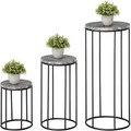 Produktbild: Outsunny Blumenständer 3er Set Aus Metall Pflanzenständer Set In Marmoroptik Blumenhocker Blumentopfhalter Stapelbar Pflanzenhocker Für Blumentopf Schwarz+grau