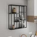 Produktbild: [en.casa] Wandregal Jämijärvi Regal Wandmontage Bücherregal mit 7 Ablagefächern Hängeregal 90 x 75 x 18 cm Schweberegal Stahl Schwarz