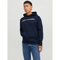 Produktbild: Jack & Jones Kapuzensweatshirt JJECORP Hoodie mit Logo und hohem Tragekomfort bedruckt, casual, regular fit, Baumwollmischung, Rundhals blau XS (46)