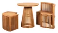 Produktbild: MR.DEKO Gartenstuhl Henfield Sitzgruppe Teak massiv rund 3-tlg. Natur (Sitzgruppe Teakholz), Massive Essgruppe aus wetterfestem Holz für 2 Personen