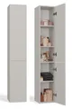 Produktbild: CDF Bad Hochschrank 174 cm Badezimmerschrank mit Langer Tür hoher Stauraum schmaler Standschrank modern holzoptik Aufbewahrung - Kaschmir (beige)