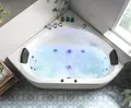 Produktbild: Whirlpool Badewanne 140x140 cm mit Armaturen LED 12 Massage Düsen Eckwanne