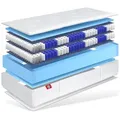 Produktbild: Boxspringmatratze 33cm hoch XXL, Doppel Taschenfederkern Matratze, TerraMed BOX, Matratzen Perfekt, 33 cm hoch, (Intergierter Kaltschaumtopper, 90x200, 100x200, 120x200, 140x200, 160x200, 180x200, 80x200cm), Härtegrad H2, H3, H4, H5 möglich weiß 160 cm x 200 cm x 33 cm