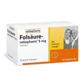 Produktbild: Folsäure-ratiopharm® 5 mg Tabletten: Optimal versorgt bei Folsäuremangel, 100 Tabletten