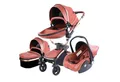Produktbild: TPFFamily Kombi-Kinderwagen Babyschale Baby, Buggy Babywanne Kinderwagen 3 in 1 inkl. Stauraum Kunstleder Braun