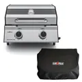 Produktbild: Grillfürst Camping Gasgrill G201E 50 mbar - 2-Brenner Edelstahl Balkon Gasgrill mit Sichtscheibe, Kleiner Outdoor Tisch-Gasgrill, doppelwandiger Gas Griller mit Druckregler, inkl. Haube