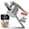 Produktbild: Thiru Spätzlepresse Lochdurchmesser ca. 3mm - Testsieger 2024-60 Tage risikofrei testen - Rundloch mit Schaumlöffel & Auflagerasten - Ideal für Spätzle, Kartoffelpüree, Säfte - Made in Germany