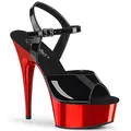 Produktbild: Pleaser Delight-609 Sandalen mit Plattform für Mädchen, 0, Lack Schwarz Rot Chrom, 44 EU