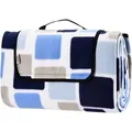Produktbild: Picknickdecke Campingdecke Strandmatte Wasserdicht Wärmeisoliert Waschbar Fleece Faltbar Garten Stranddecke 200x200cm, Quadrate/blau - Detex