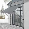 Produktbild: pro.tec Klemmmarkise Stem Markise ohne Bohren 200 x 120 x 220-309 cm Balkonmarkise mit Handkurbel Sonnenschutz Stahlgestell Mittelgrau