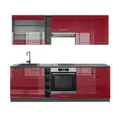 Produktbild: Vicco Küchenzeile Fame-Line, Bordeaux Hochglanz/Anthrazit, 235cm ohne Arbeitsplatte