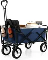 Produktbild: GOPLUS Bollerwagen faltbar, Handwagen mit verstellbarem Griff & Getränkehaltern, 82L Strandwagen klappbar Faltwagen Leiterwagen für Camping Einkaufen