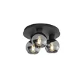Produktbild: QAZQA - Art Deco Art-Deco-Deckenleuchte I Deckenlampe I Lampe I Leuchte schwarz mit Rauchglas 3-flammig - Vidro I Wohnzimmer I Schlafzimmer - Rund - LED geeignet E27
