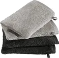 Produktbild: Erwin Müller Waschhandschuhe Bühl 4er-Pack grau/anthrazit Größe 15x21 cm - besonders flauschig, voluminös, äußerst saugfähig