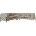 Produktbild: Chesterfield Ecksofa Willow Mit Metall Füßen, Creme Samt