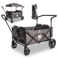 Produktbild: elvent® WagonPro City Bollerwagen/Handwagen faltbar mit Dach I 4 Sitzplätze | groß I Sitzpolster, Hecktasche, Feststellbremse, 5-Punkt-Gurt I für 4 Kinder (Grau)