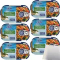 Produktbild: Rügenfisch Scomber-Mix Mediterraner Art, Makrelenfilets zerkleinert mit Tomaten und Oliven in Tomatensauce 6er Pack (6x120g Dose) + usy Block
