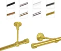 Produktbild: Gardinenstange 19 mm mit Endkappen, einfache Montage an Wand/Decke, 1-läufig, Messing Gold, 140 cm