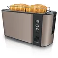 Produktbild: Arendo Toaster für 4 Scheiben, 1500W, Langschlitz, Brötchenaufsatz, Wärmeisoliert, Display, bronze