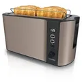 Produktbild: Arendo Toaster für 4 Scheiben, 1500W, Langschlitz, Brötchenaufsatz, Wärmeisoliert, Display, bronze