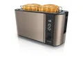 Produktbild: Arendo Toaster Edelstahl, Langschlitz, Display mit Restzeitanzeige, Krümelschublade, 2 lange Schlitze, für 4 Scheiben, 1500 W, Defrost Funktion, Wärmeisolierendes Gehäuse, mit Brötchenaufsatz