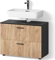 Produktbild: Livinity Waschbeckenunterschrank Ronco, 80 x 58.6 cm, Goldkraft Eiche/Anthrazit/Anthrazit