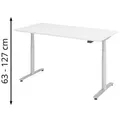 Produktbild: Hammerbacher Schreibtisch XDLR16 weiß / silber, elektrisch höhenverstellbar, 160 x 63-127 x 80cm