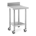 Produktbild: Royal Catering RCAT-60/60-WS Edelstahltisch mit Rollen und Aufkantung 60 x 60 cm 120 kg Tragkraft Arbeitstisch mit Rollen Arbeitstisch auf Rollen Arbeitstisch Rollen