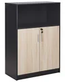 Produktbild: Büroschrank heller Holzfarbton/schwarz 117x80x40 cm abschließbar Ablage Zehna