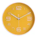 Produktbild: Topkey 8 Inch Silent Wall Clock Easy Readable Big Numbers Non Ticking Round Stylish Modern Clock Decorative for Kitchen Home Dining Room and Office-Yellow