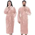 Produktbild: Gräfenstayn Unisex-Bademantel - Damen Herren Kuschelfleece Winter Bademantel, Gürtel, warm & kuschelig, Waden bis Knöchellang, Fronttaschen, Gürtel, S-XXXL rosa S | 126 cm