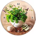 Produktbild: Artland Wanduhr Verschiedene Kräuter - Küche (wahlweise mit Quarz- oder Funkuhrwerk, lautlos ohne Tickgeräusche)
